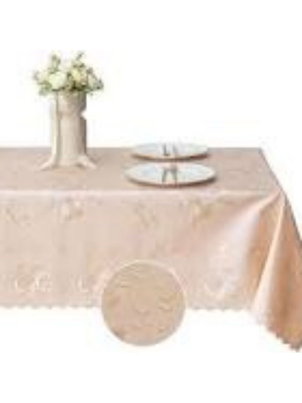 NWT Beige Walicen Tablecloth with Leaf Design, 54" × 108", Seats 6, Waterproof
